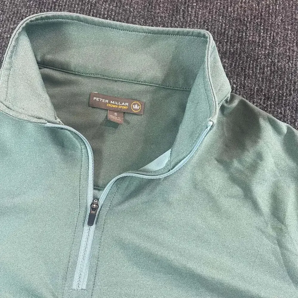 Peter Millar Crown Sport Men's Green Quarter-Zip Pullover Size S